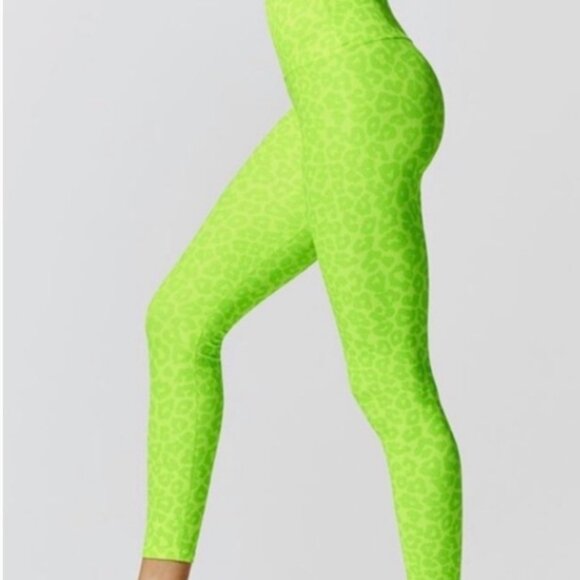 Beach Riot Sport Ayla Neon Green Animal Print Leggings Cheetah Workout Sz Small - Picture 1 of 11